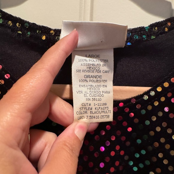 Vintage black sequins top size large. - Picture 2 of 6